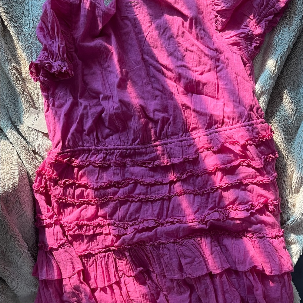 Free People Fuchsia Ruffled Mini Dress - Picture 8 of 8